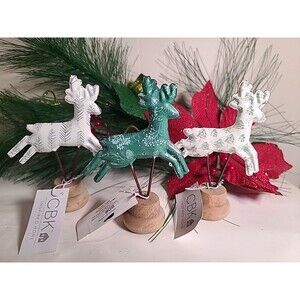 NWT Midwest CBK Metal Set Of 3 Deer Decor Christmas Design Reindeer Shelf Mantle